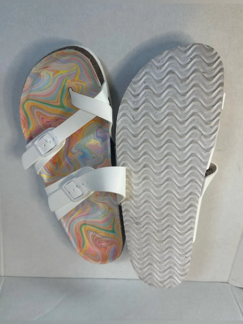 Wonder Nation Shoes  Girls Size 4 Double Buckle Slides Sandals! New without box
